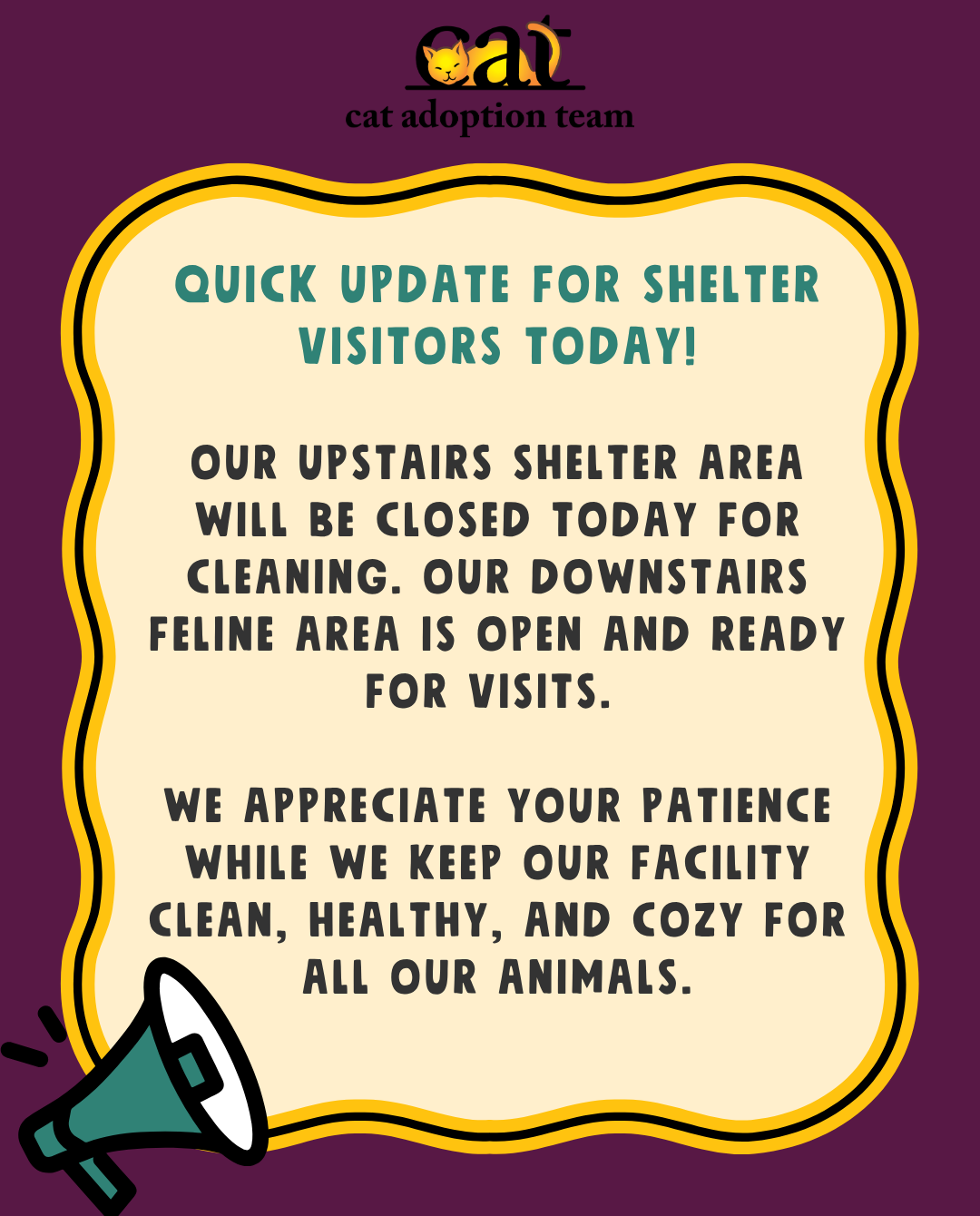 Upstairs closed today for cleaning
